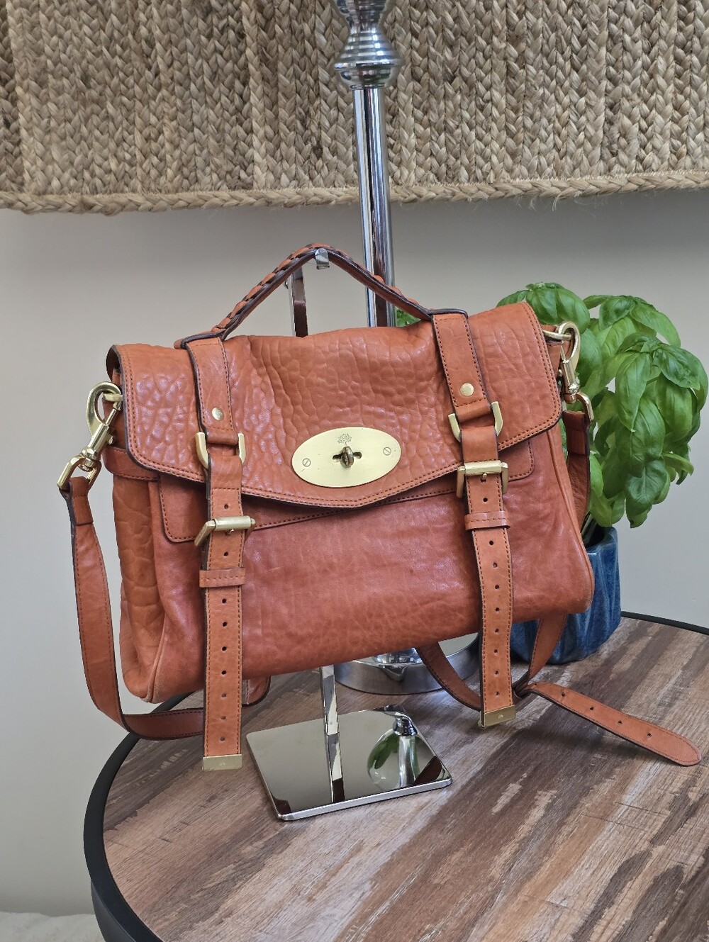 Vintage Mulberry Alexa Pumpkin Orange Nappa Leather Satchel